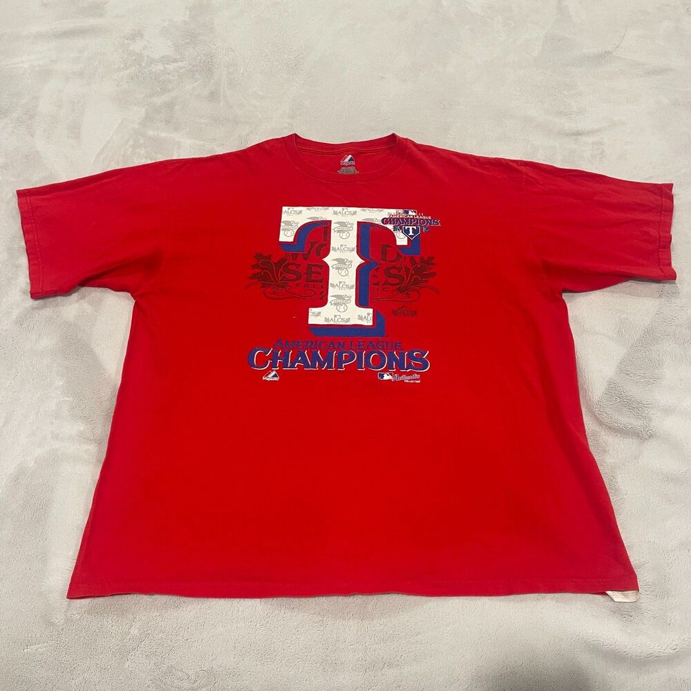 Texas Rangers 2011 American League Champions T-Shirt Majestic Red Mens 2XL ALCS